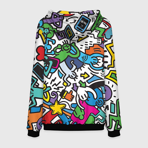 Мужская толстовка Странные разноцветные человечки / 3D-Черный – фото 2