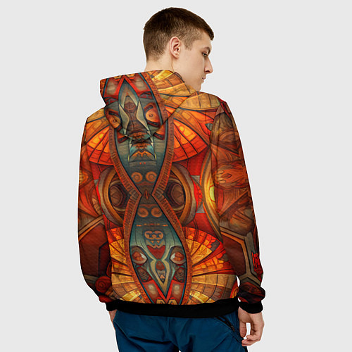 Мужская толстовка Русская красавица в кокошнике / 3D-Черный – фото 4