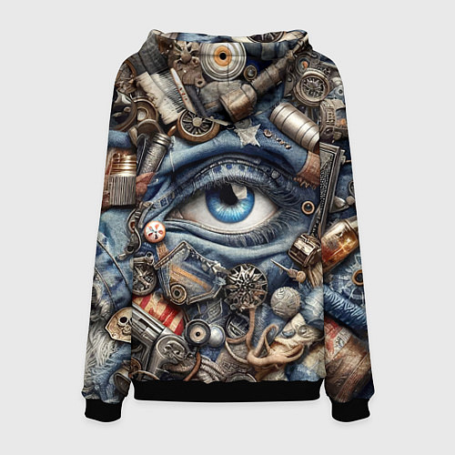 Мужская толстовка Стимпанк композиция с глазом - нейросеть / 3D-Черный – фото 2