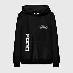 Толстовка-худи мужская Ford logo white steel, цвет: 3D-черный