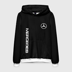 Толстовка-худи мужская Mercedes benz logo white auto, цвет: 3D-белый