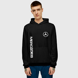 Толстовка-худи мужская Mercedes benz logo white auto, цвет: 3D-черный — фото 2