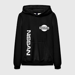 Толстовка-худи мужская Nissan logo white auto, цвет: 3D-черный