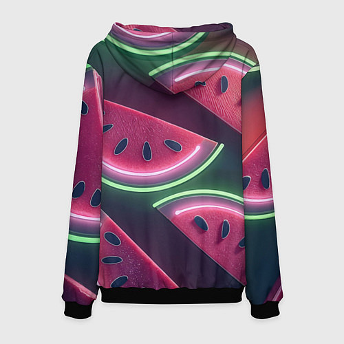 Мужская толстовка Дольки арбуза неон / 3D-Черный – фото 2