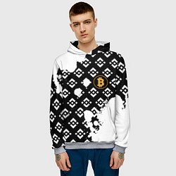 Толстовка-худи мужская Bitcoin pattern binance, цвет: 3D-меланж — фото 2