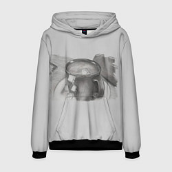 Толстовка-худи мужская Чашка чая и кубики сахара, цвет: 3D-черный