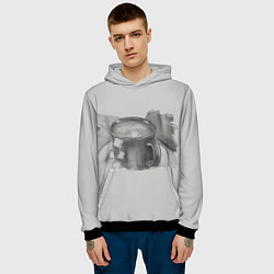 Толстовка-худи мужская Чашка чая и кубики сахара, цвет: 3D-черный — фото 2