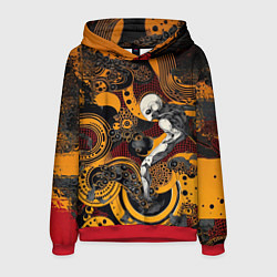 Толстовка-худи мужская Внеземной паттерн с пришельцем, цвет: 3D-красный