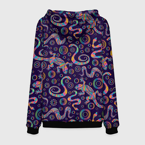 Мужская толстовка Узор ярких ящериц и змей / 3D-Черный – фото 2
