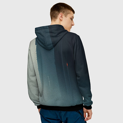 Мужская толстовка Человек в городском тумане / 3D-Черный – фото 4