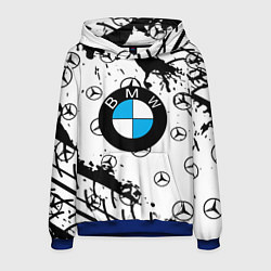 Толстовка-худи мужская BMW x Mercedes краски, цвет: 3D-синий