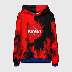 Толстовка-худи мужская NASA красный огонь, цвет: 3D-синий
