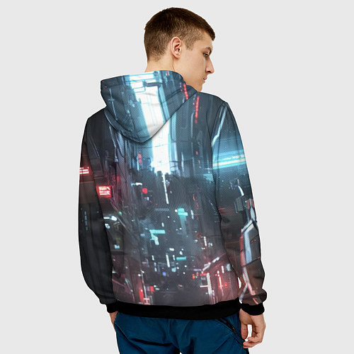 Мужская толстовка Зелёный кибернетический демон / 3D-Черный – фото 4