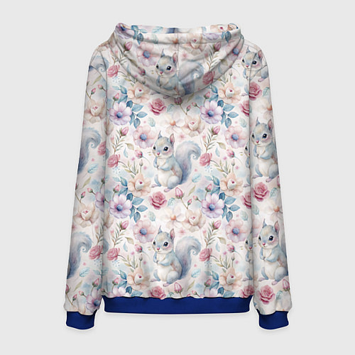 Мужская толстовка Бельчонок в цветах / 3D-Синий – фото 2