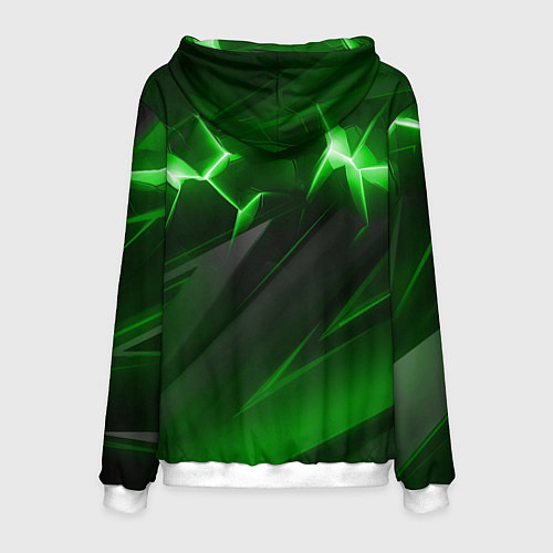 Мужская толстовка Яркая зеленая объемная абстракция / 3D-Белый – фото 2