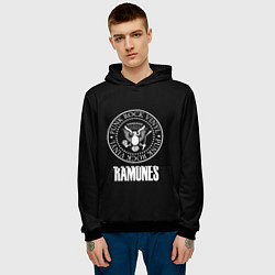 Толстовка-худи мужская Ramones rock logo, цвет: 3D-черный — фото 2