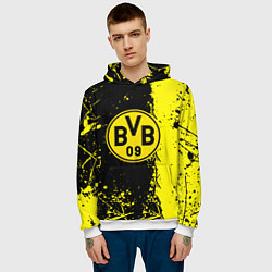Толстовка-худи мужская Borussia fc краски, цвет: 3D-белый — фото 2
