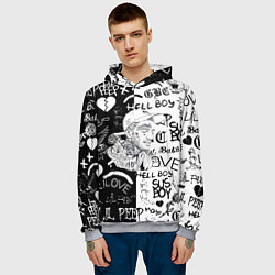 Толстовка-худи мужская Lii Peep pattern rap, цвет: 3D-меланж — фото 2