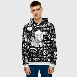 Толстовка-худи мужская Lil Peep pattern автографы лого, цвет: 3D-белый — фото 2