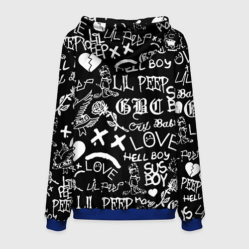 Мужская толстовка Lil Peep pattern автографы лого / 3D-Синий – фото 2