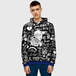 Толстовка-худи мужская Lil Peep pattern автографы лого, цвет: 3D-синий — фото 2
