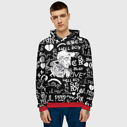 Толстовка-худи мужская Lil Peep pattern автографы лого, цвет: 3D-красный — фото 2