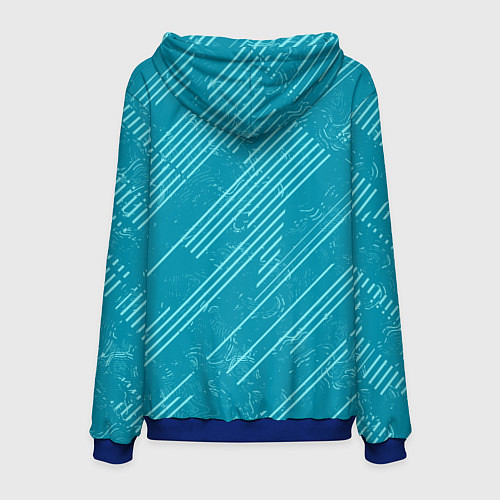 Мужская толстовка Абстракция светлые линии на зеленом фоне / 3D-Синий – фото 2