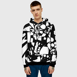 Толстовка-худи мужская Модная абстракция - нейроарт, цвет: 3D-черный — фото 2