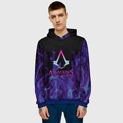 Толстовка-худи мужская Assassins Creed flame, цвет: 3D-синий — фото 2