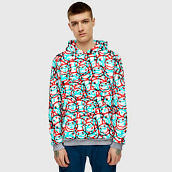 Толстовка-худи мужская Nirvana smile glitch, цвет: 3D-меланж — фото 2