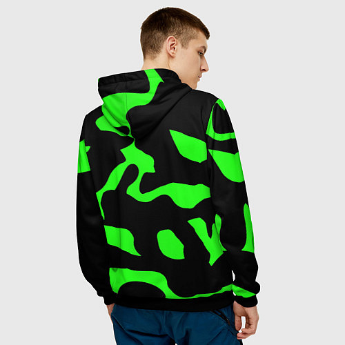 Мужская толстовка Зелёный камуфляж милитари / 3D-Черный – фото 4
