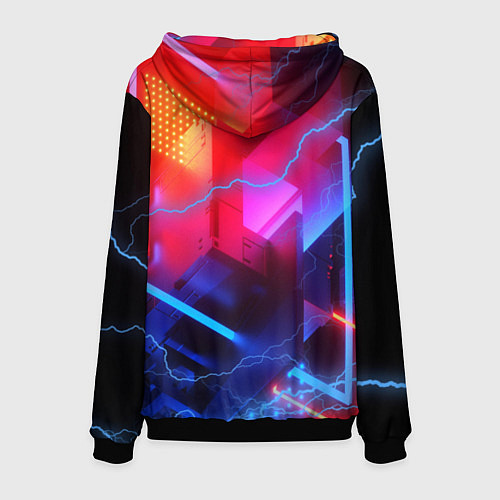 Мужская толстовка Cyberpunk logo - neon geometry / 3D-Черный – фото 2