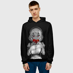 Толстовка-худи мужская Аниме девушка с сердцем в руках, цвет: 3D-черный — фото 2