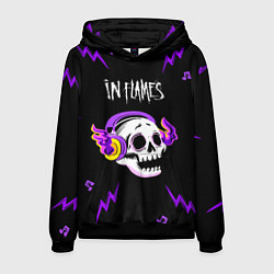 Толстовка-худи мужская In Flames неоновый череп, цвет: 3D-черный
