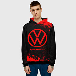 Толстовка-худи мужская Volkswagen - red gradient, цвет: 3D-черный — фото 2