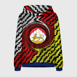 Толстовка-худи мужская Осетия полоски, цвет: 3D-синий