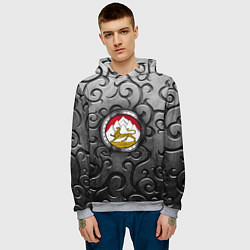 Толстовка-худи мужская Металический орнамент и герб Осетии, цвет: 3D-меланж — фото 2