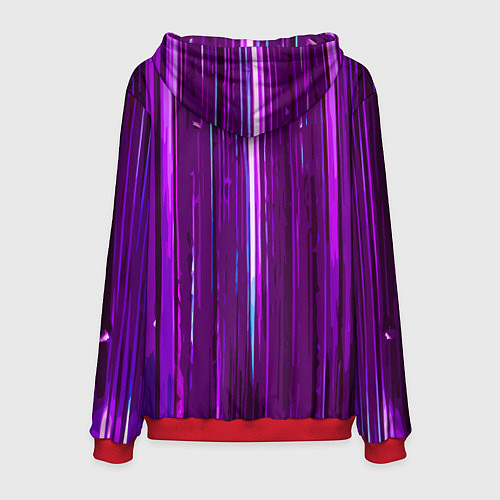 Мужская толстовка Вертикальные фиолетовые линии на чёрном фоне / 3D-Красный – фото 2