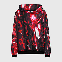 Толстовка-худи мужская Красно-чёрная киберпанк абстракция, цвет: 3D-черный
