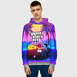 Толстовка-худи мужская Vice city retro wave Lambo, цвет: 3D-меланж — фото 2