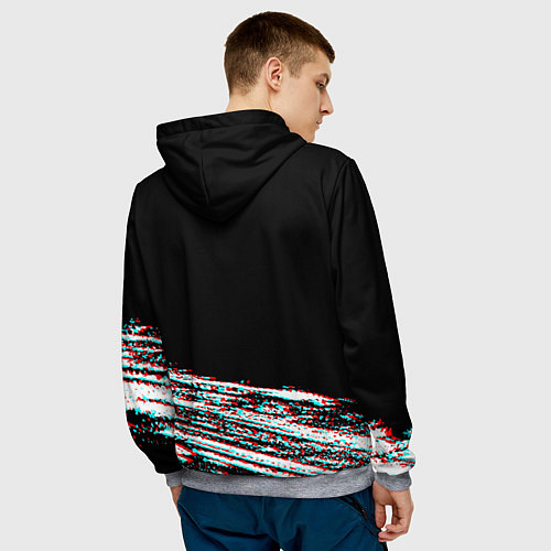 Мужская толстовка Киберпанк 2077 огненное лого / 3D-Меланж – фото 4