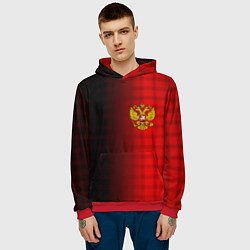 Толстовка-худи мужская Герб РФ текстура красный, цвет: 3D-красный — фото 2