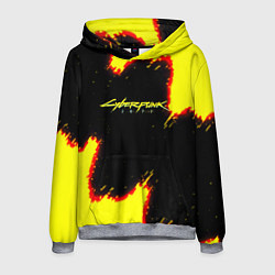 Толстовка-худи мужская Cyberpunk 2077 огненный стиль, цвет: 3D-меланж