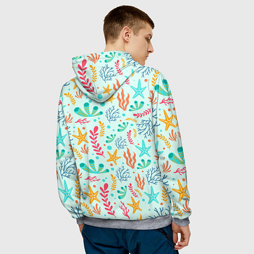 Мужская толстовка Абстракция коралловый фон / 3D-Меланж – фото 4