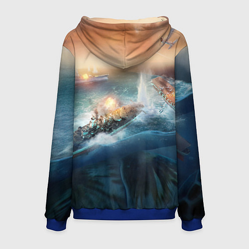 Мужская толстовка Warthunder морская битва / 3D-Синий – фото 2