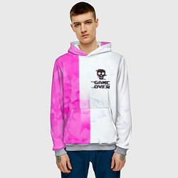 Толстовка-худи мужская Game over pink abstraction, цвет: 3D-меланж — фото 2