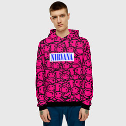 Толстовка-худи мужская Nirvana pink logo, цвет: 3D-черный — фото 2