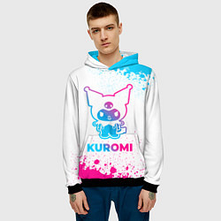 Толстовка-худи мужская Kuromi neon gradient style, цвет: 3D-черный — фото 2