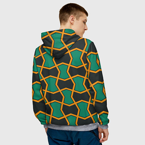 Мужская толстовка Геометрический узор желто-зеленый / 3D-Меланж – фото 4