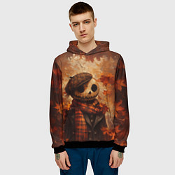 Толстовка-худи мужская Тыквенный Джек в кепке, цвет: 3D-черный — фото 2